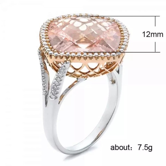 Stunning!! Morganite Rose Gold Statement Ring - Picture 4 of 8